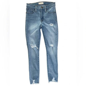 Madewell 9” High Rise Skinny Jean Distressed Blue Denim Women’s Size 25 Preppy